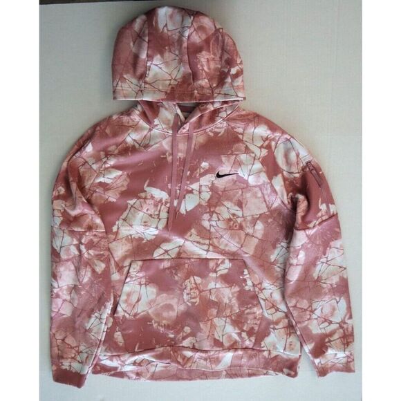 Nike DQ4836-698 Men's Sz L Pink Therma-FIT Printed Pullover Fitness Hoodie - Picture 9 of 10